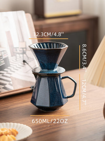 HYAXGM cafetera cerámica con diseño estrella azul, estilo único.