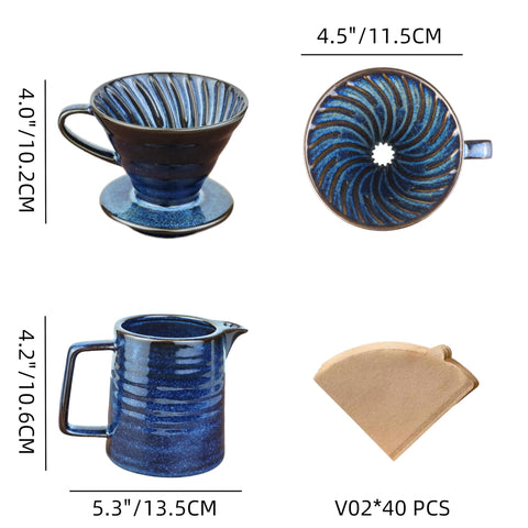 HYAXGM jarro ceramico 450ml, gran capacidad para 1-3 porciones de café.