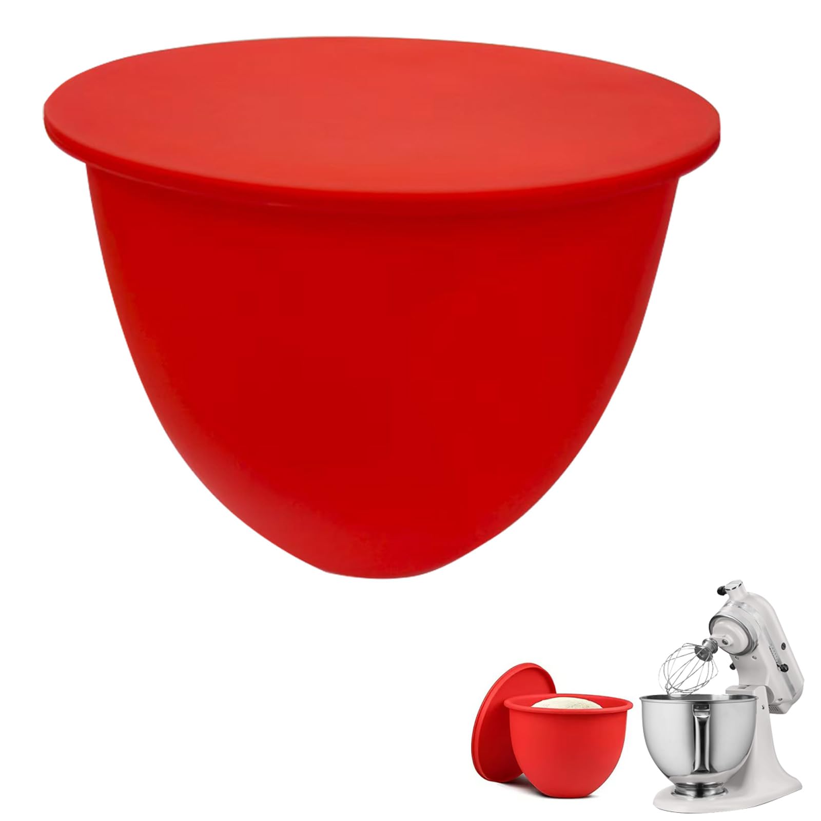 HYCSC liner de silicona 5qt con tapa roja, ajuste perfecto para mezclar.