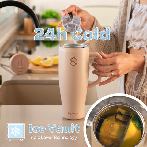 Hydracy Soulmate 40oz con tapa flip evita derrames durante el transporte