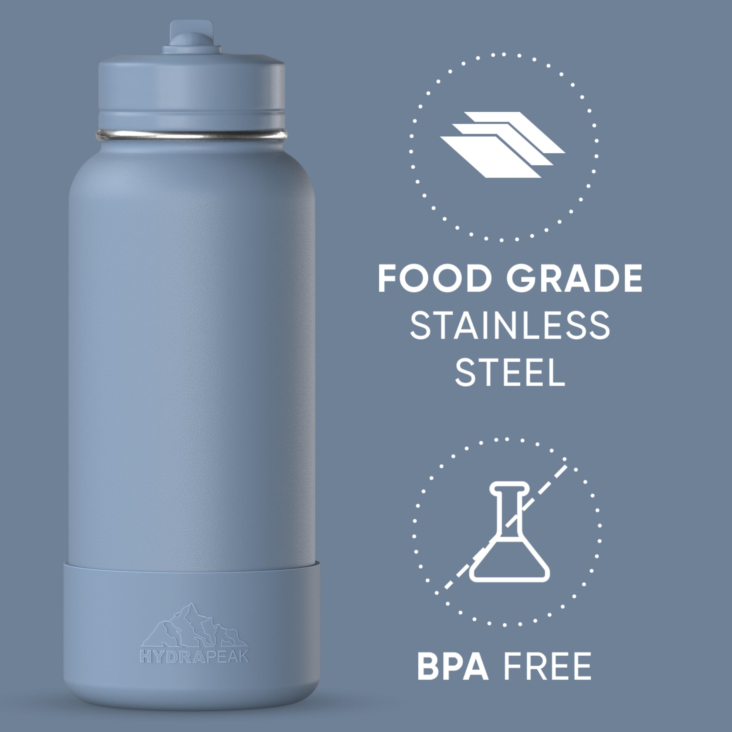 Hydrapeak botella con tapa anti fugas para uso en movimiento