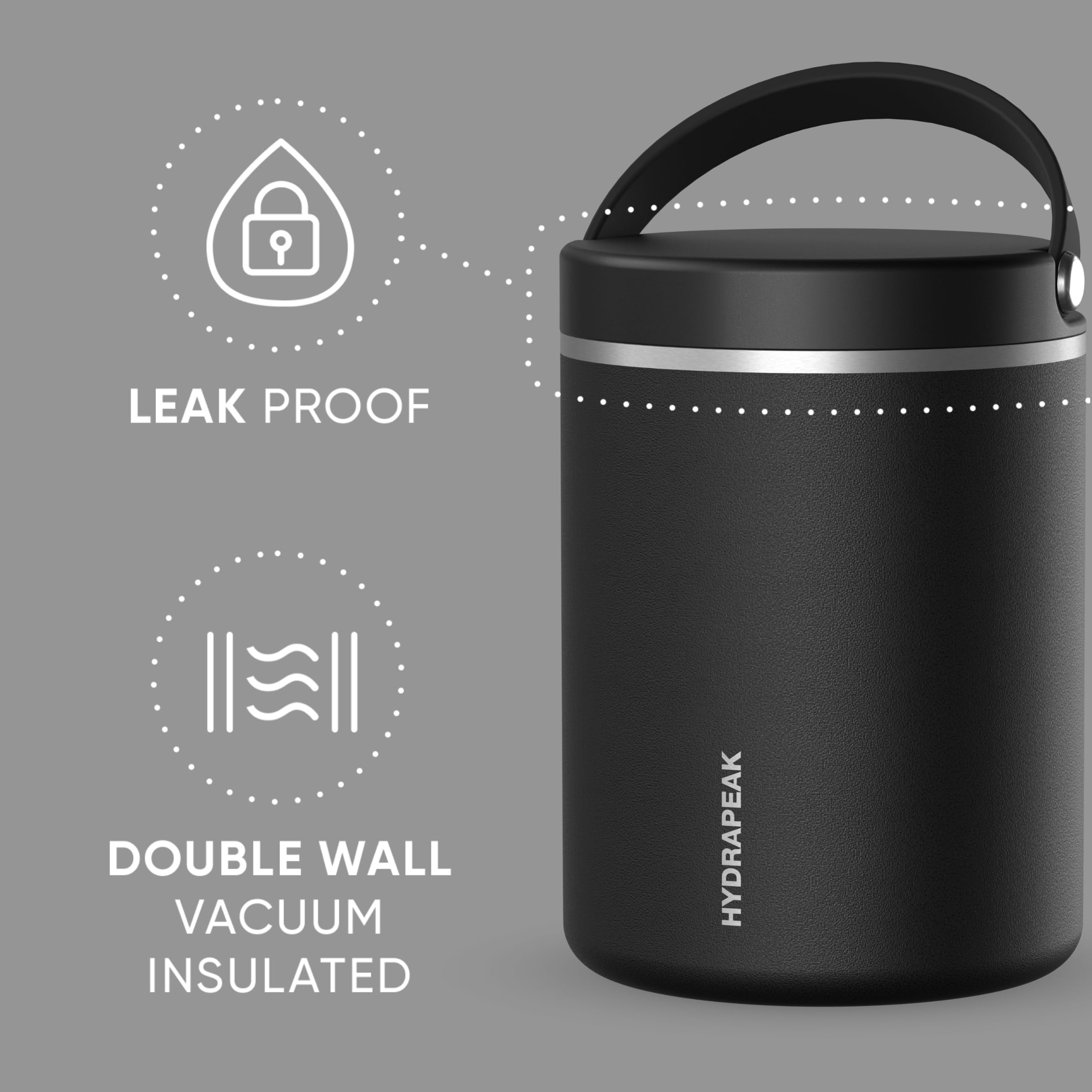 Hydrapeak interior-acero-inoxidable 18-8 ofrece durabilidad y seguridad en alimentos.