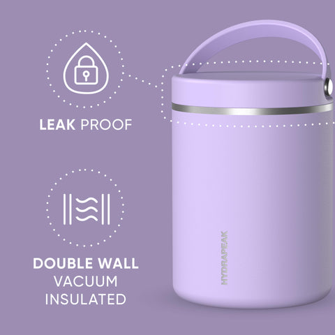 Hydrapeak interior de acero inoxidable 18-8 para higiene y durabilidad.