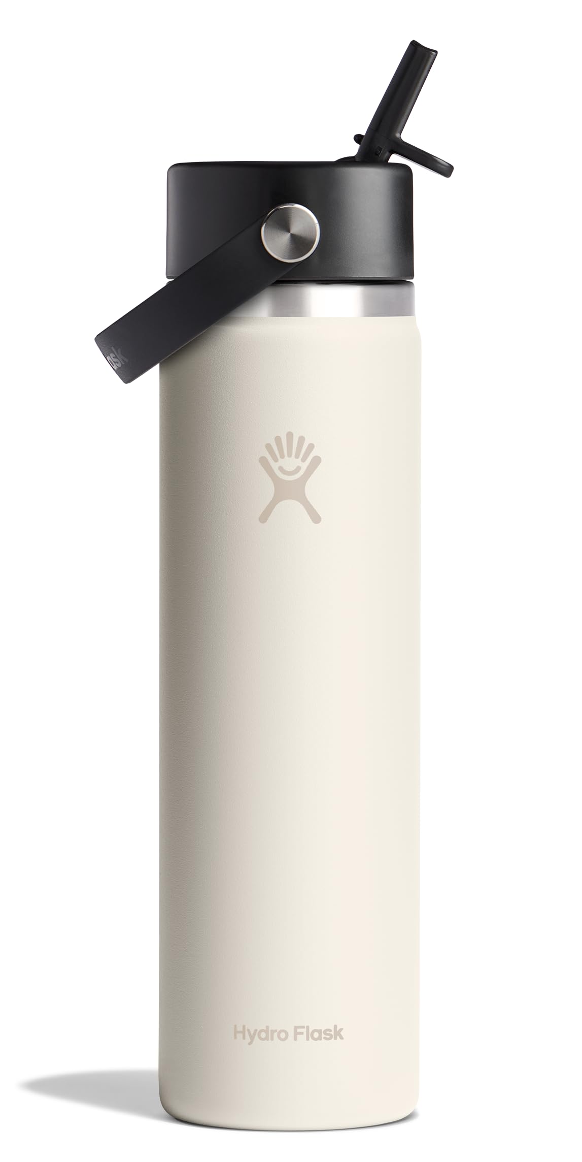 Hydro Flask 24 oz botella marfil, ergonómica y mantiene bebidas frías por más horas.