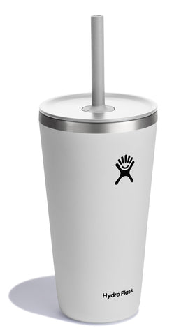 Hydro Flask 28 oz con diseño monocromo blanco para estilo sobrio.
