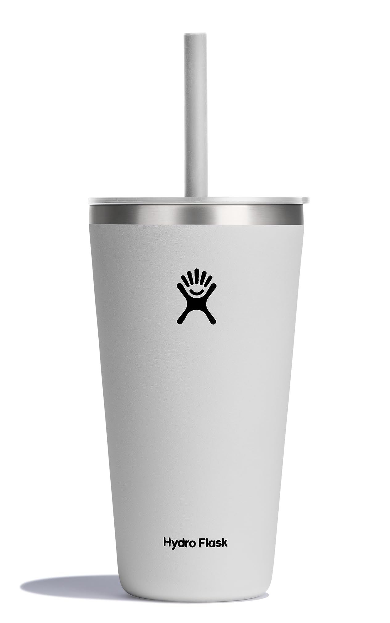 Hydro Flask 28 oz con tapa de pajilla blanca, ideal para bebidas frías.