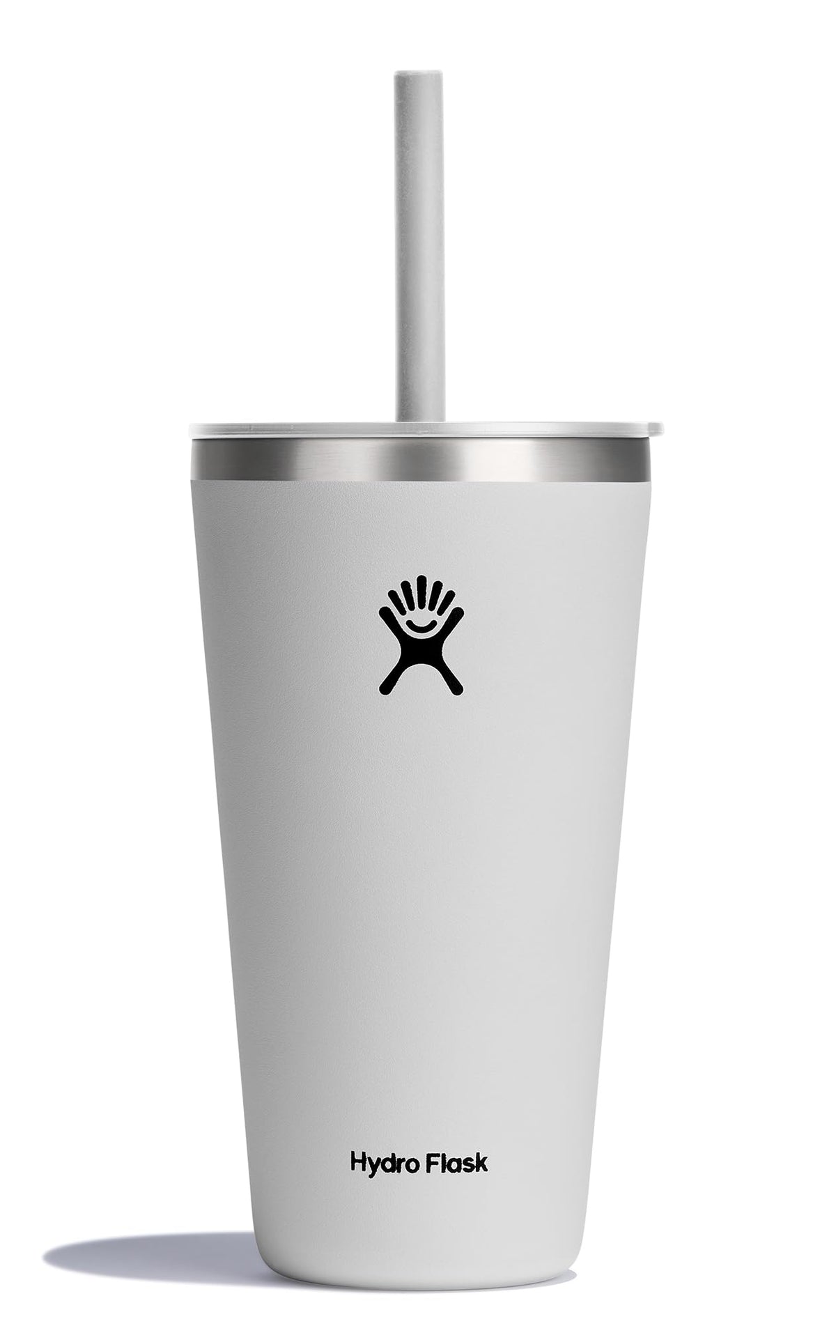 Hydro Flask 28 oz con tapa de pajilla blanca, ideal para bebidas frías.