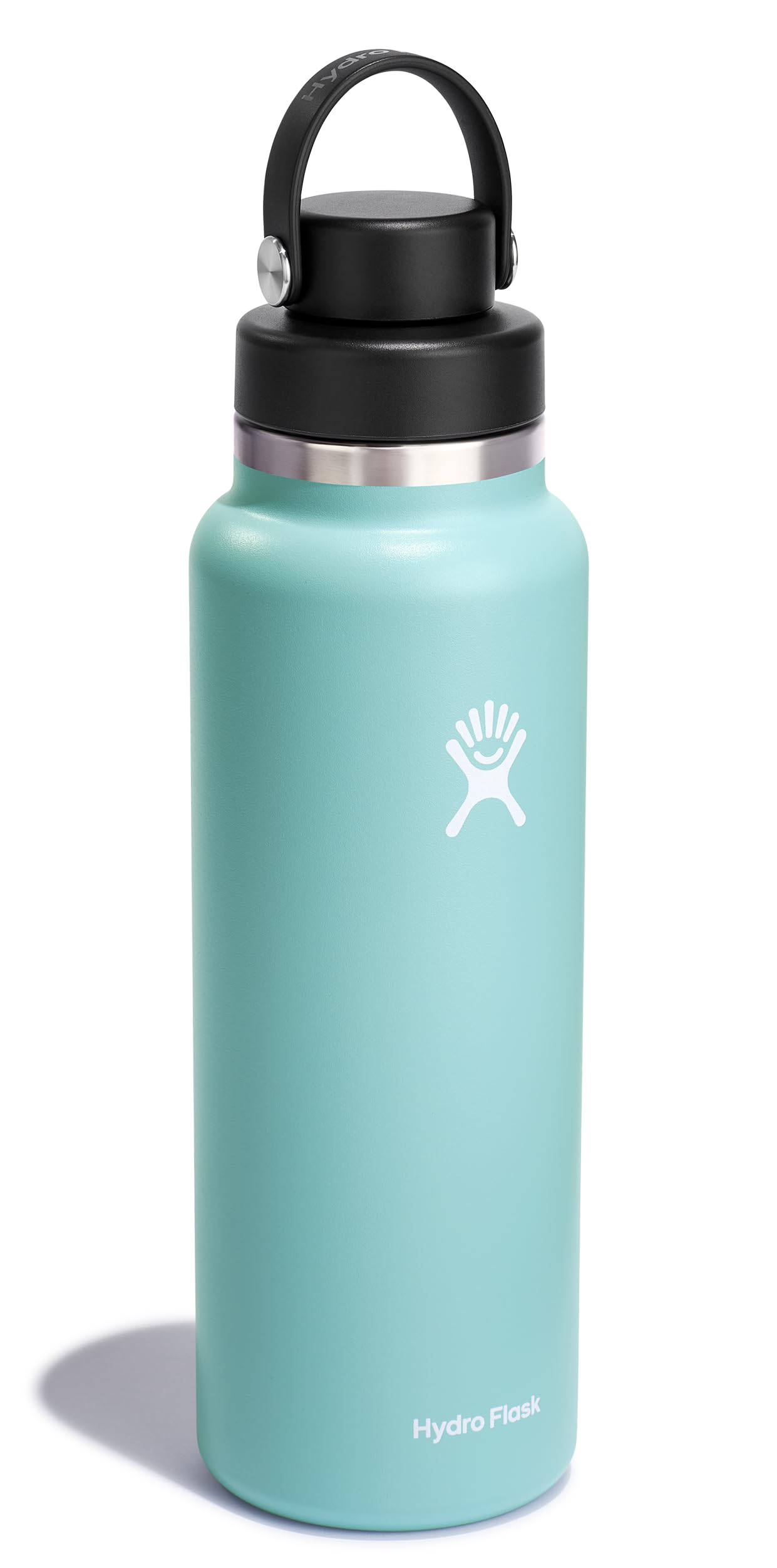 Botella Hydro Flask con aislamiento de doble pared, mantiene la temperatura durante el día.