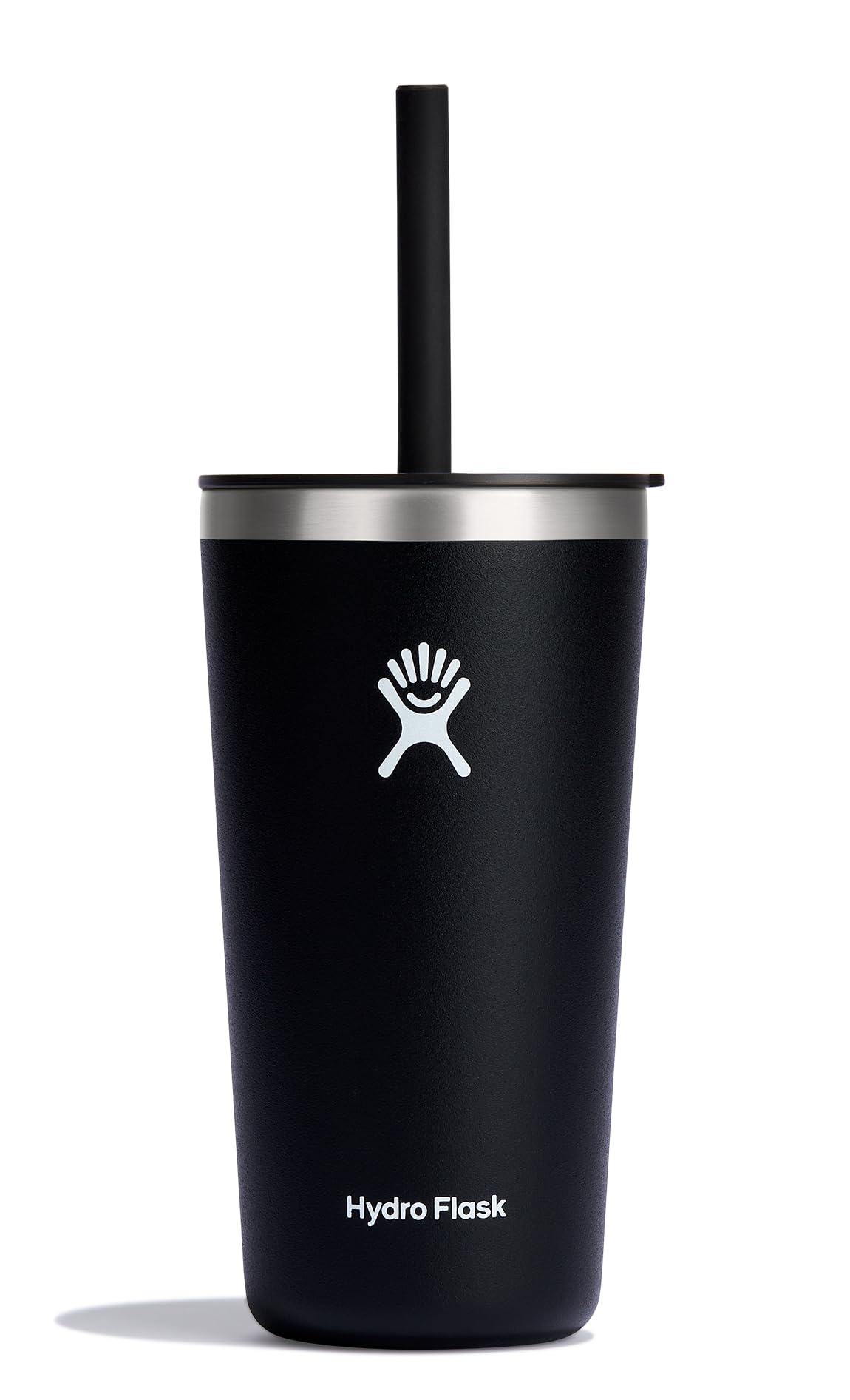 Hydro Flask All Around Tumbler con pajilla negro para bebidas frías.