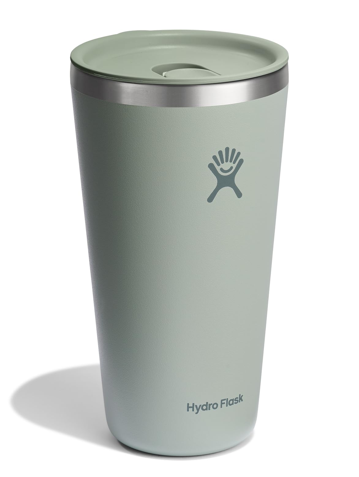 Hydro Flask vaso térmico Agave Verde lateral, tapa deslizable para evitar derrames