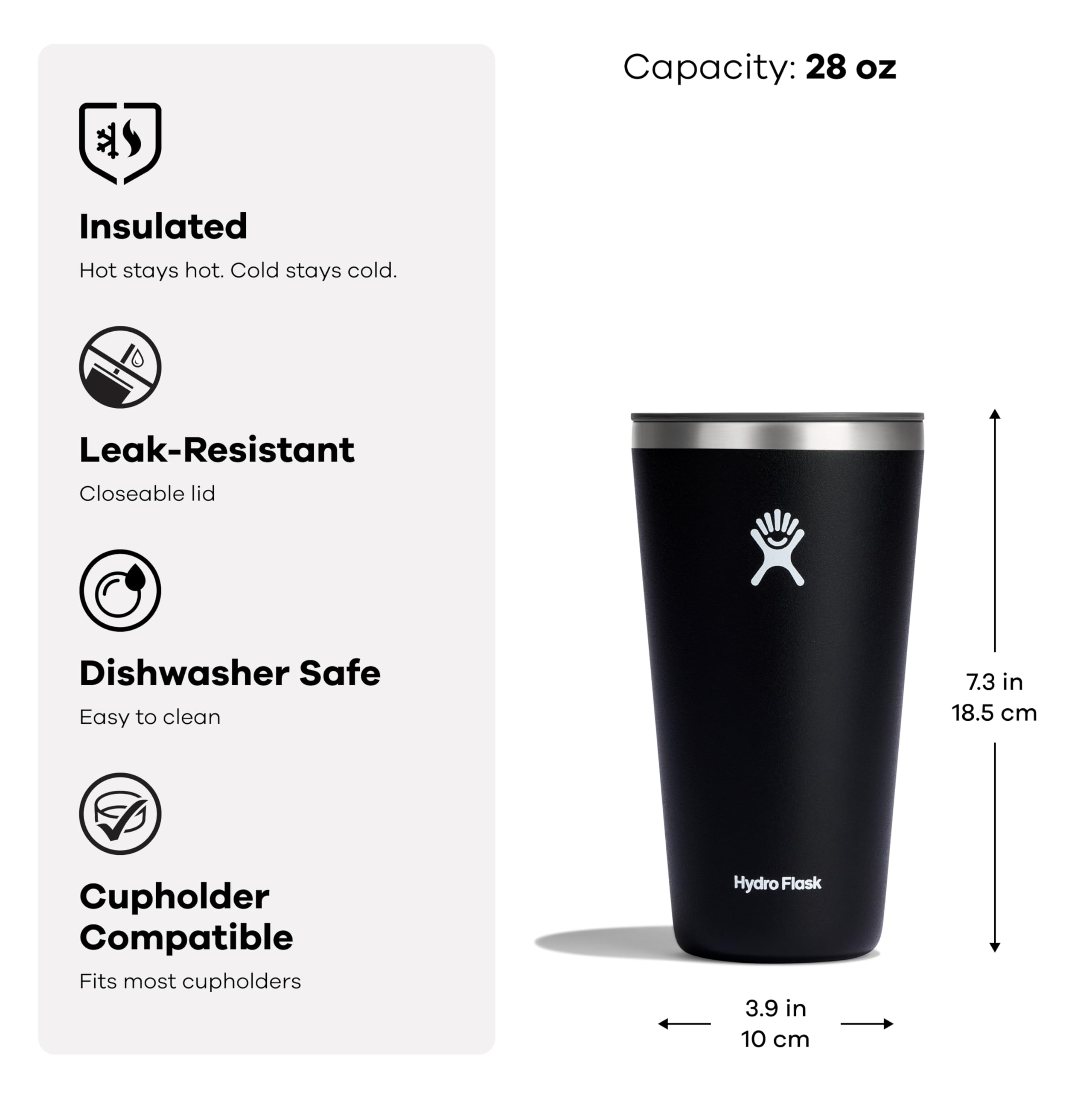 Hydro Flask cómodo en la mano para días largos y recargas