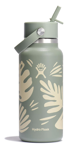 Hydro Flask 32oz Botella Botánico Bliss Agave con aislamiento mantiene la bebida fría.