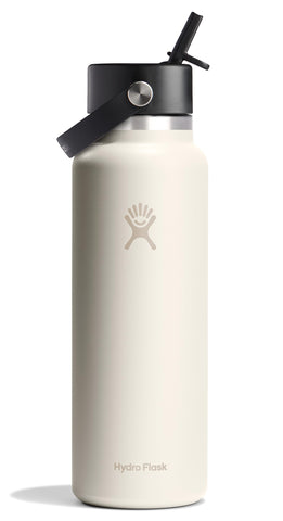 Hydro Flask 40 oz marfil con boca ancha y asa ergonómica para hidratación en movimiento