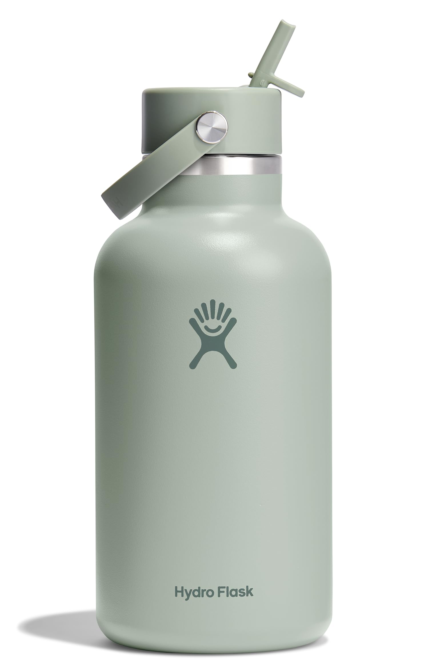 Hydro Flask 64oz agave, frente, ideal para hidratación en exteriores.