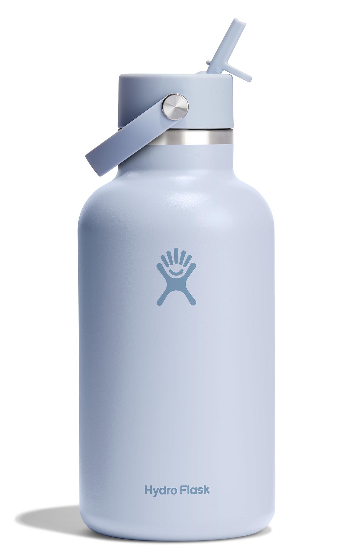 Botella Hydro Flask 64 oz con tapa Flex Straw, hidratación diaria sin fugas.