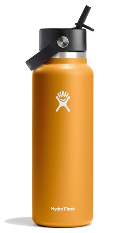Hydro Flask botella 40 onzas marrón fósil con tapa de pajita flexible para hidratación diaria
