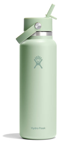 Hydro Flask botellas de agua 40oz verde Aloe para hidratación prolongada.