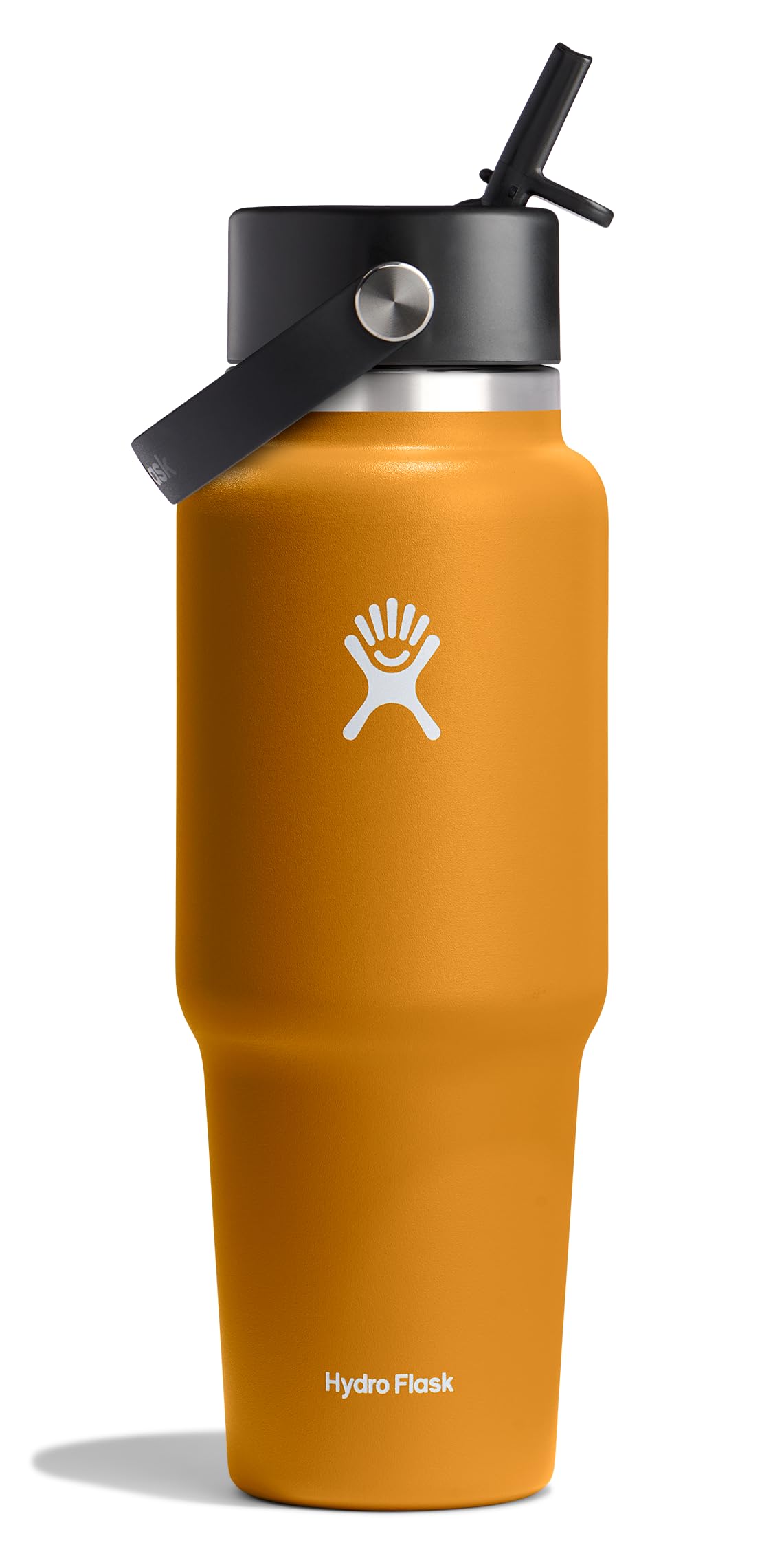 Hydro Flask Travel 32oz fosil marrón con tapa Flex, ideal para porta-vasos.