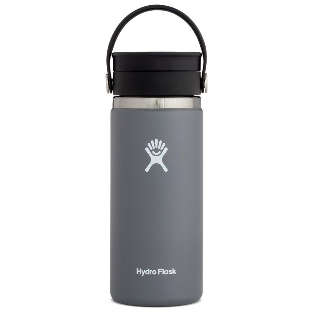 Hydro Flask café 16 oz ancho con tapa Flex Sip en piedra, ideal para viajar.