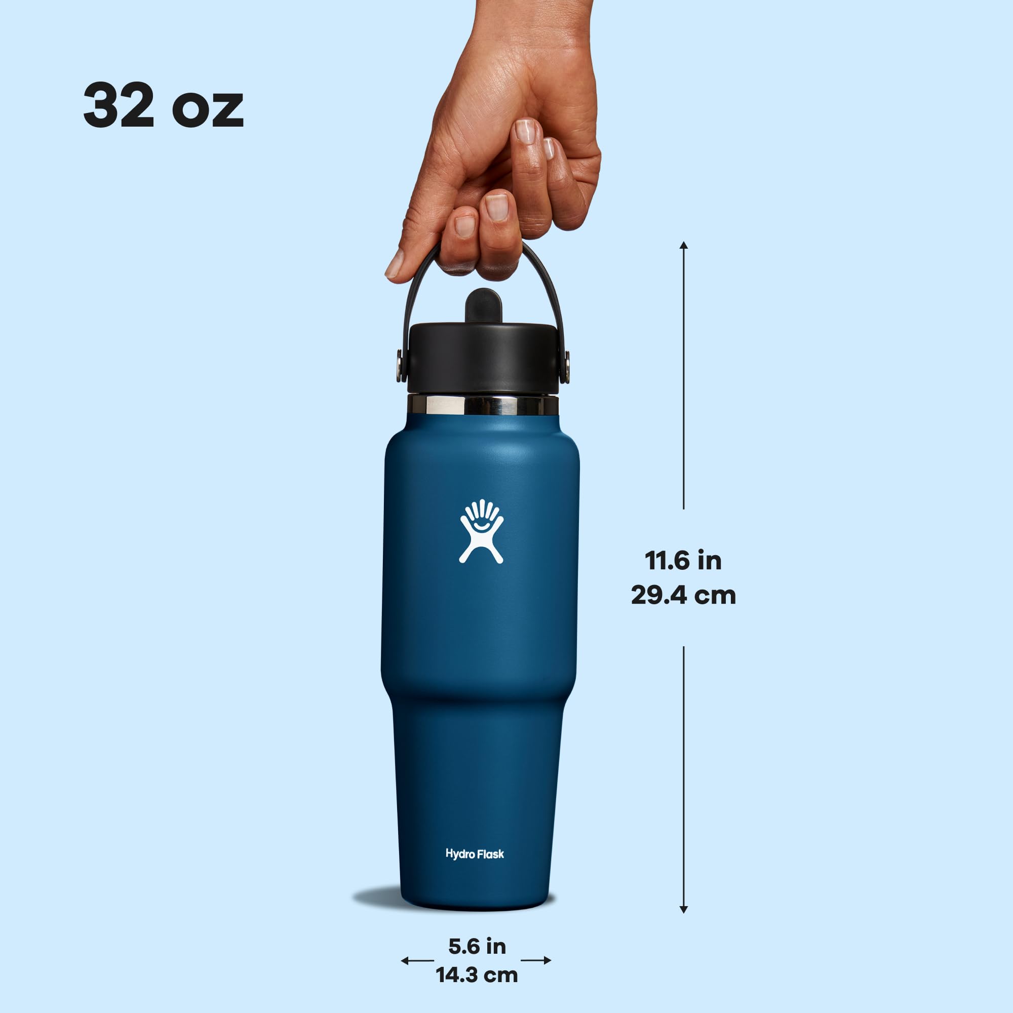 Hydro Flask espacio para hielo Indigo, cubitos caben sin diluir.