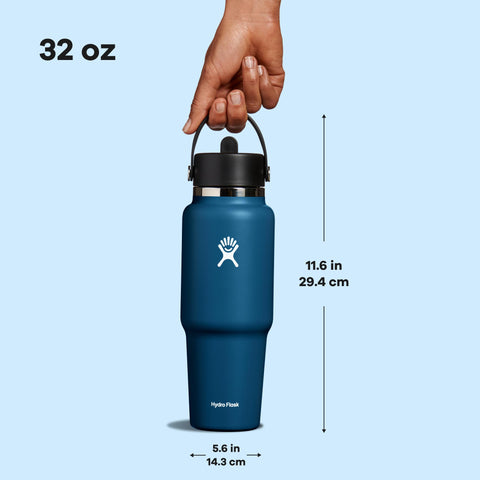 Hydro Flask espacio para hielo Indigo, cubitos caben sin diluir.