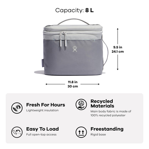 Hydro Flask Lunch Bag material reciclado, opción sostenible sin perder durabilidad.