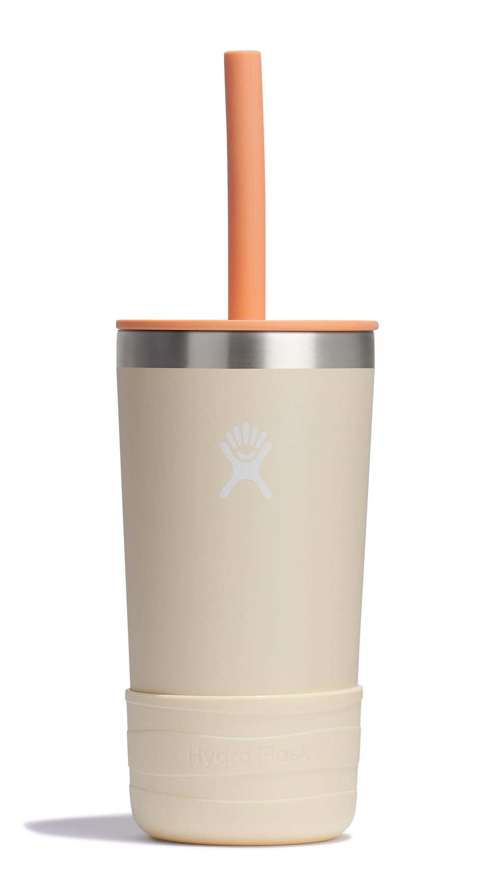 Hydro Flask Niños 12 oz con tapa y pajilla, crema de coco, ideal para escuela.