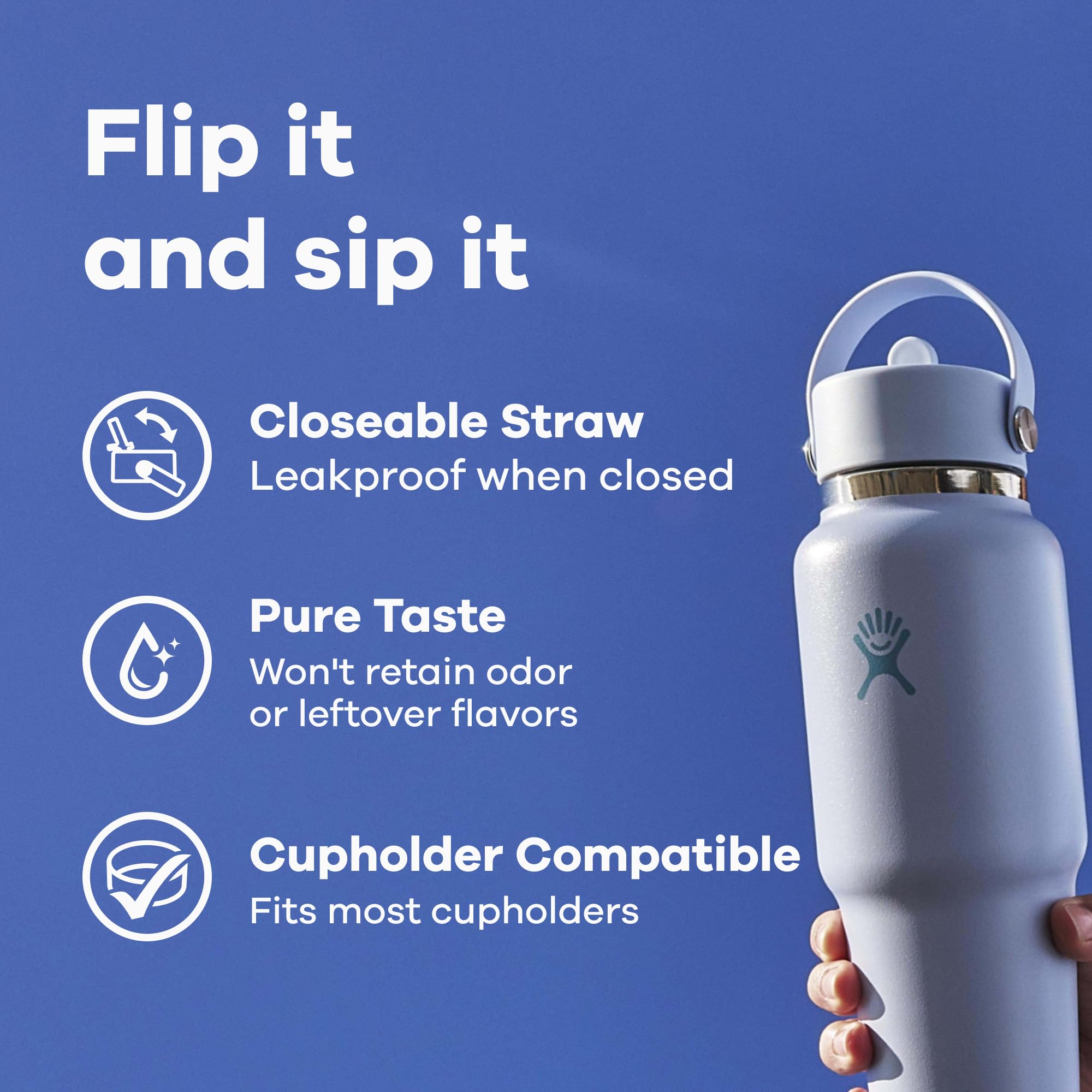 Hydro Flask acabado inoxidable Indigo garantiza sabor puro sin transferencias.