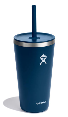 Hydro Flask tapa con pajita monocromática Indigo, uso cómodo y sin derrames.