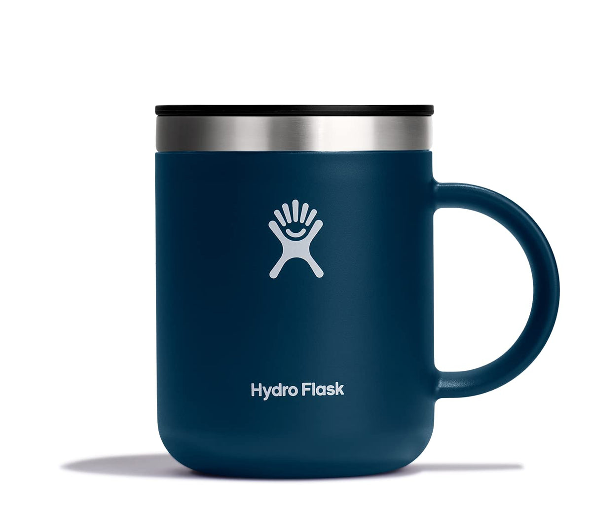 Hydro Flask taza de café Indigo, vista frontal, ideal para bebidas calientes durante todo el día