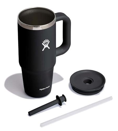 Hydro Flask Travel Tumbler 24 oz negro para bebidas frías largas.