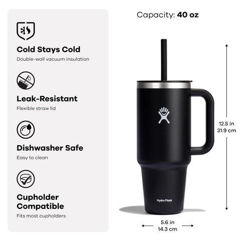 Hydro Flask Travel Tumbler uso diario en casa, oficina y exterior.