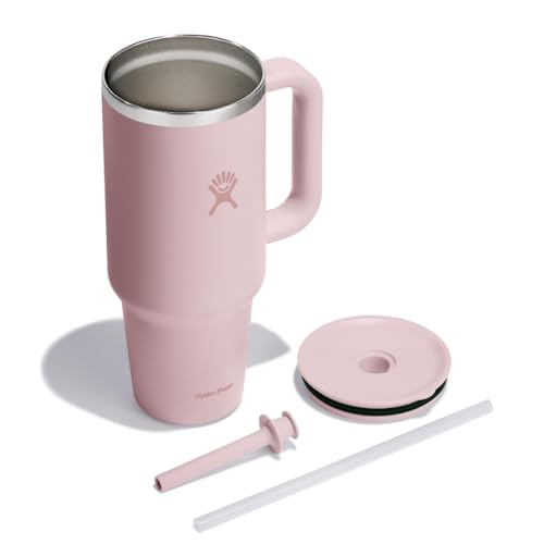 Hydro Flask Travel Tumbler con tapa y pajilla, ideal para sorbos sin goteos.