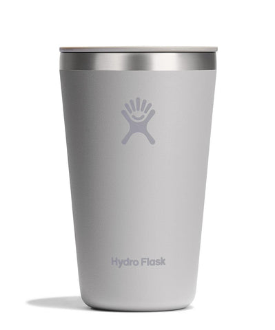 Hydro Flask Vaso todo-en-uno gris abedul con tapa deslizante mantiene bebidas a temperatura.
