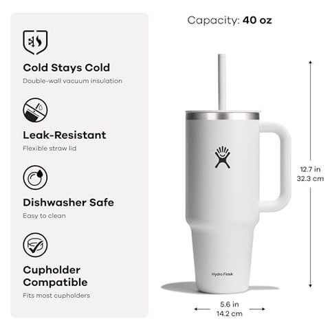 Hydro Flask Vaso de viaje con doble aislamiento, mantiene frío.