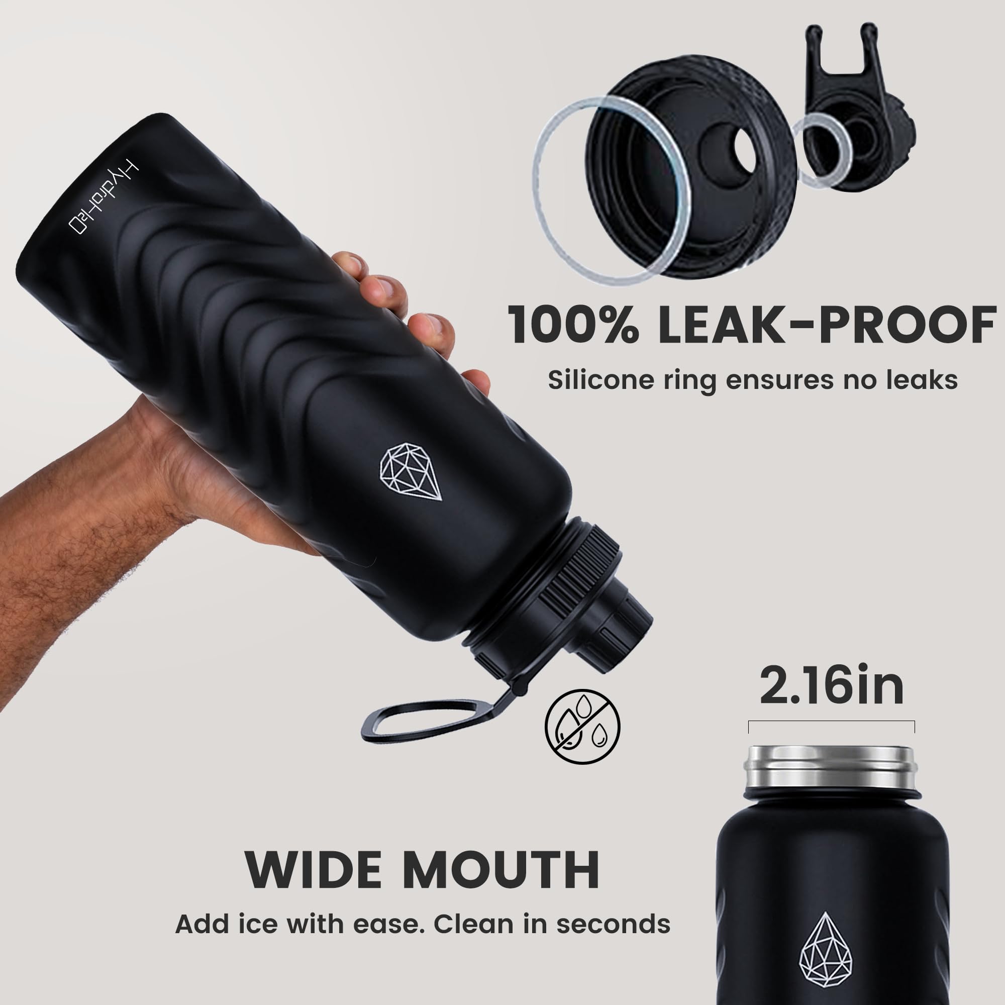 HYDRO H2O anillo de silicona antifugas mantiene el líquido dentro.