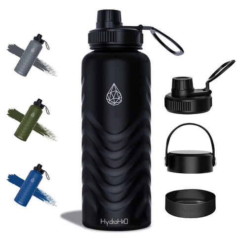 HYDRO H2O botella aislada 32 onzas negra, diseño duradero para uso diario.