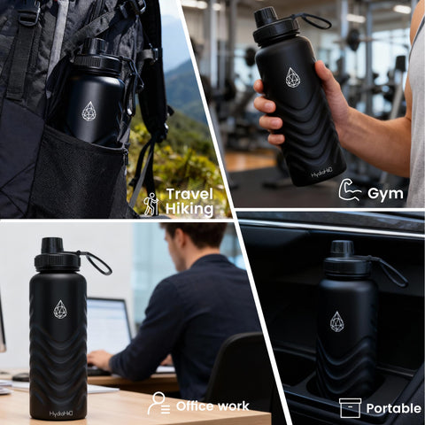 HYDRO H2O diseño ergonómico que mejora el agarre durante ejercicio.