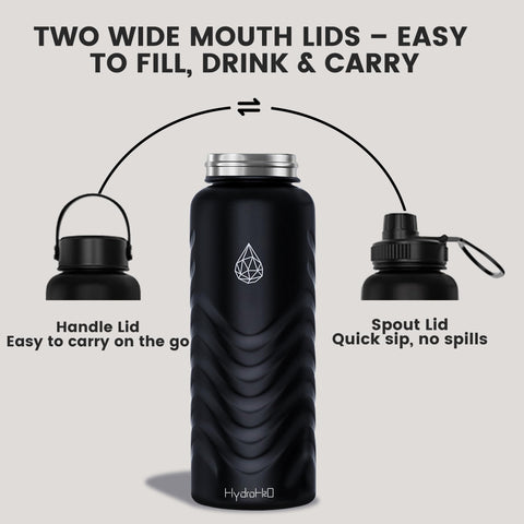 HYDRO H2O doble tapa boquilla y asa para mayor versatilidad.