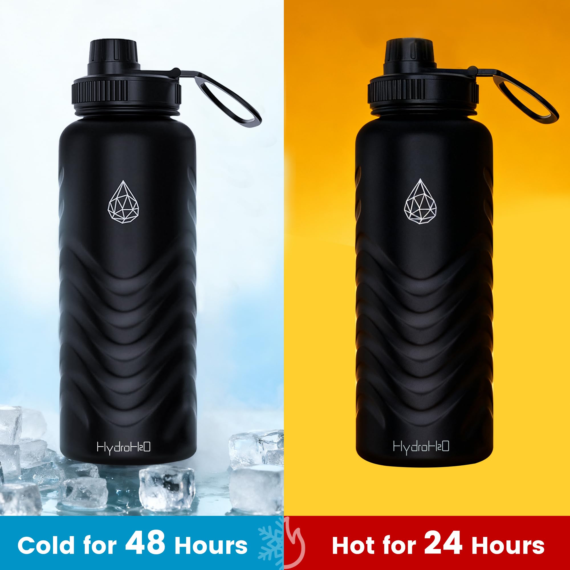 HYDRO H2O tapa con pajilla integrada para bebidas rápidas.
