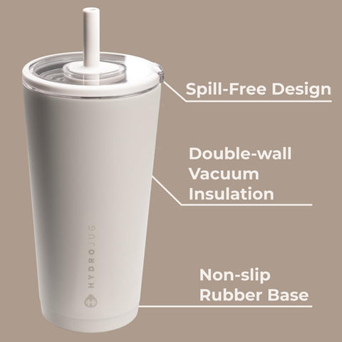 HydroJug vaso diario base estrecha: cabe en portavasos con estabilidad.