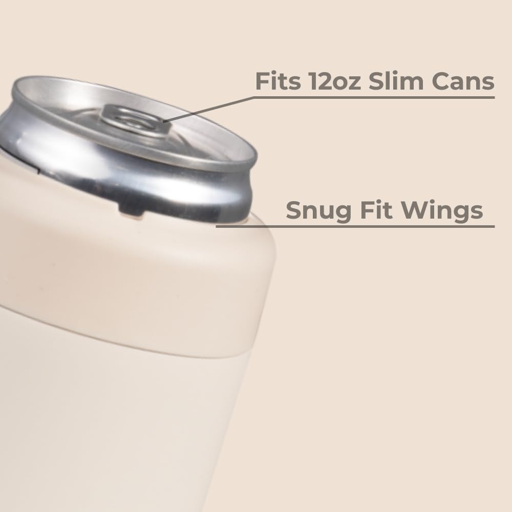 HydroJug Slim Can Cooler, base antideslizante, estabilidad en superficies y viajes.