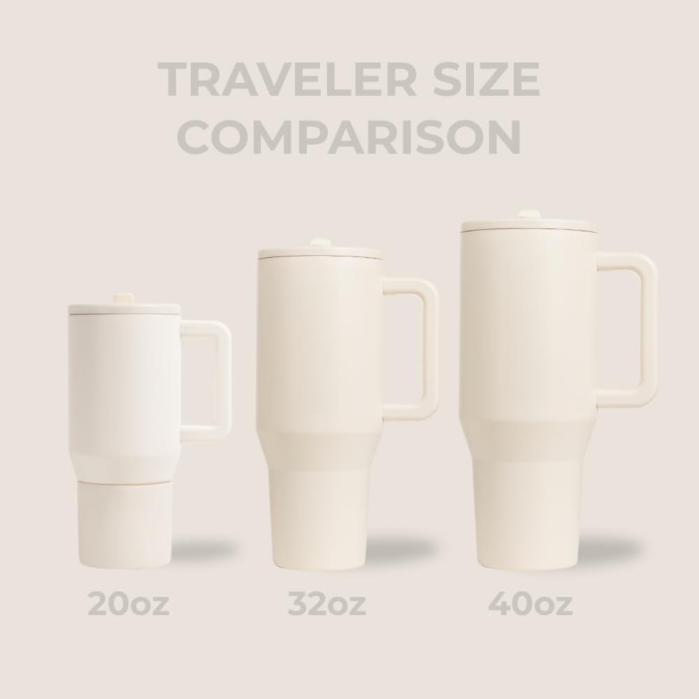 HydroJug Traveler en acabado crema para estilo y visibilidad.