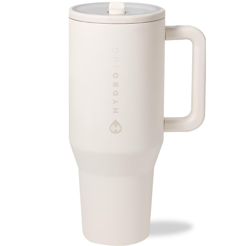 HydroJug Traveler con asa ergonómica para llevarla cómodamente.
