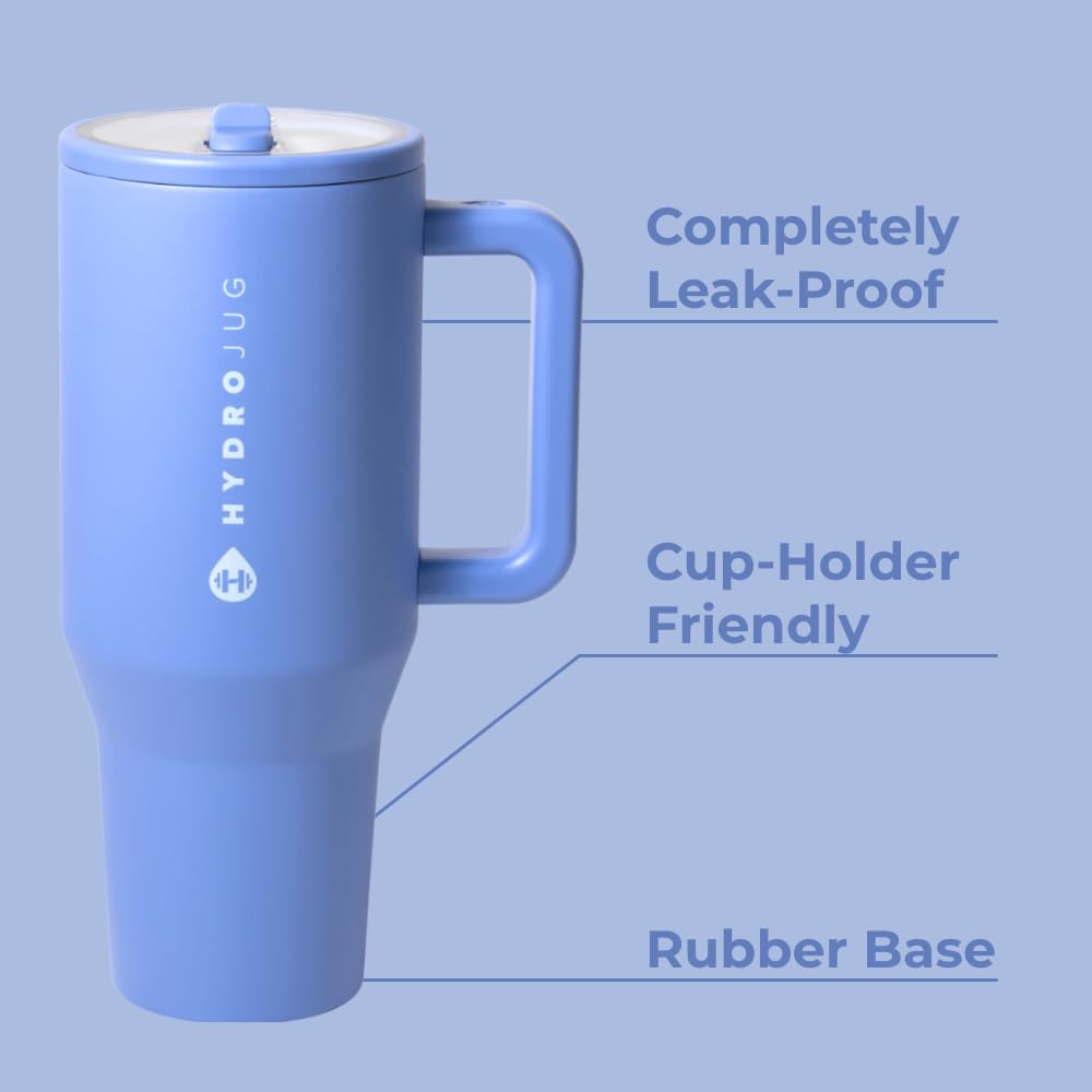 HydroJug Traveler con pajita desplegable circular para beber con una mano