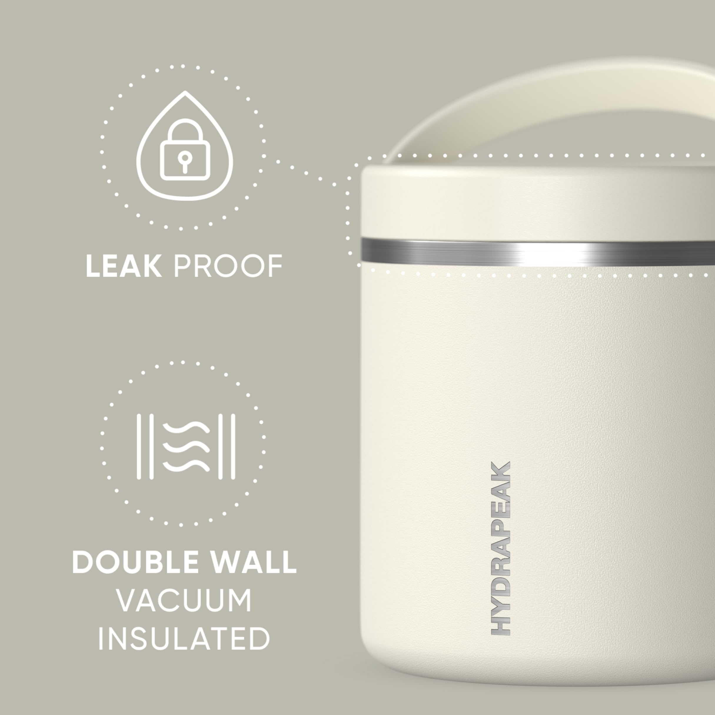 Tapa de Hydrapeak con mango plegable facilita transportar el envase.