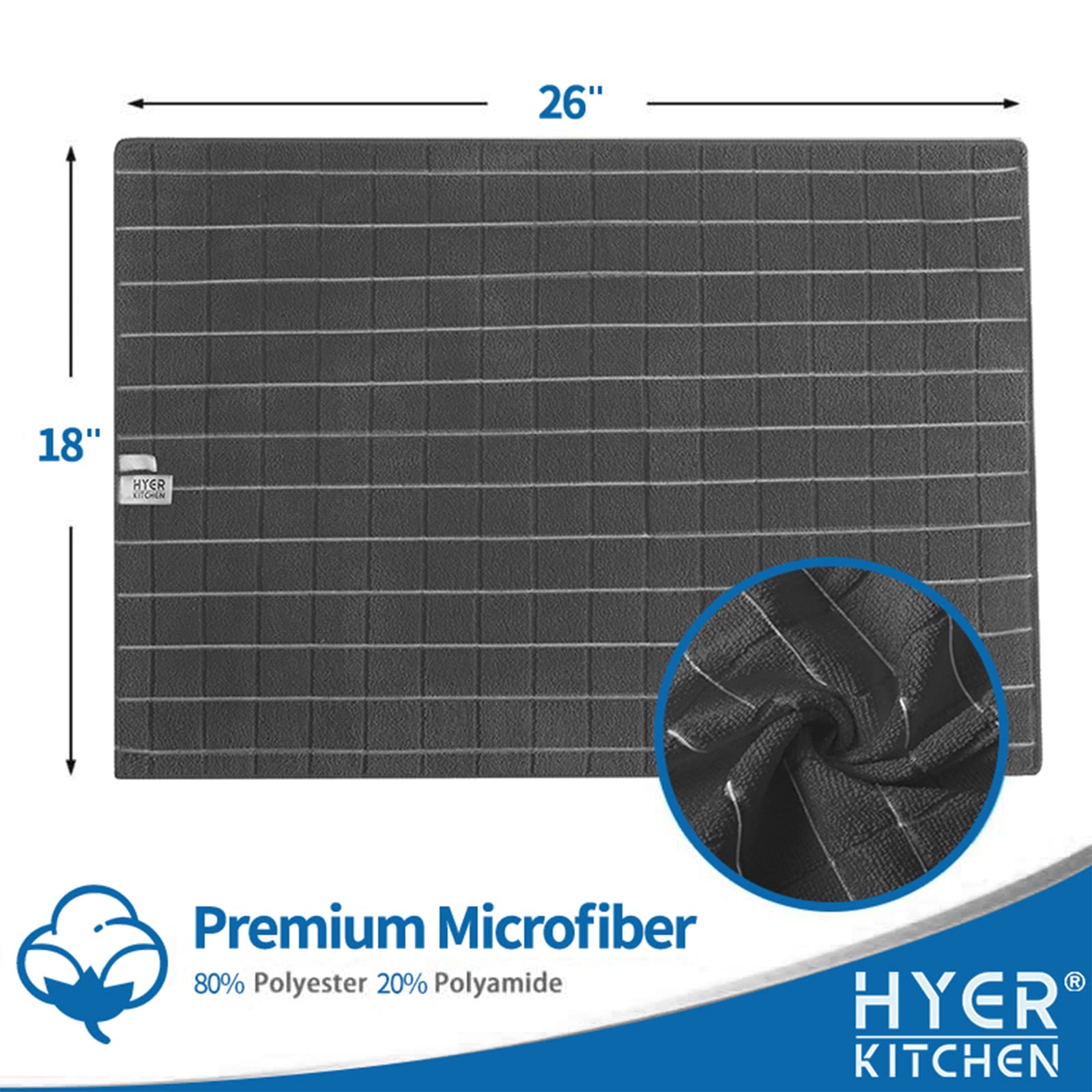 HYER KITCHEN toallas microfibra 26x18, gran absorbencia, ideal para secar utensilios tras cocinar