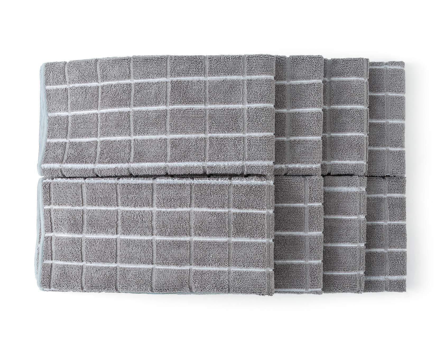 HYER KITCHEN, toallas microfibra gris lattice, tamaño 26x18 para secar platos y superficies