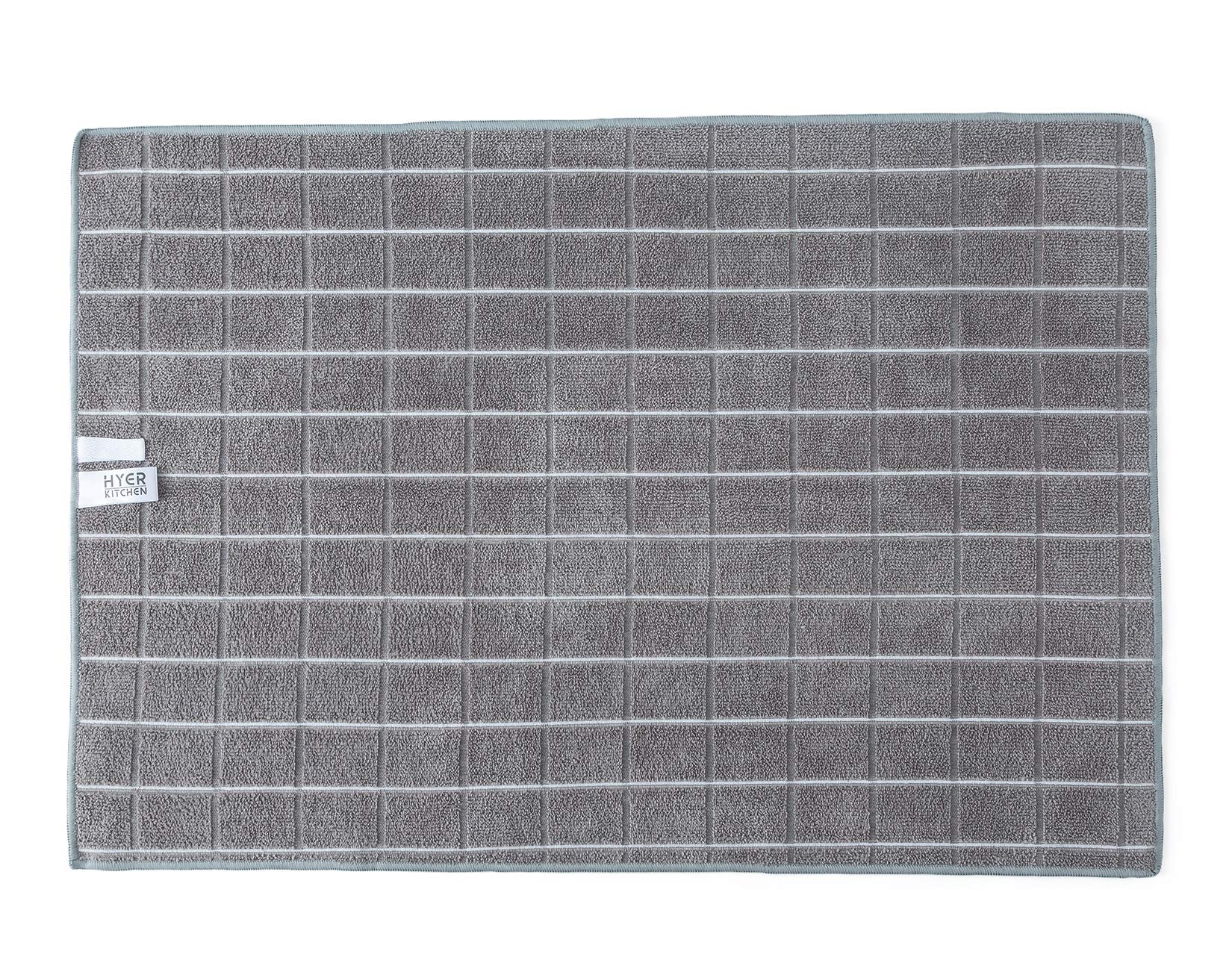 HYER KITCHEN, toallas microfibra, patrón lattice gris, secado rápido sin pelusas