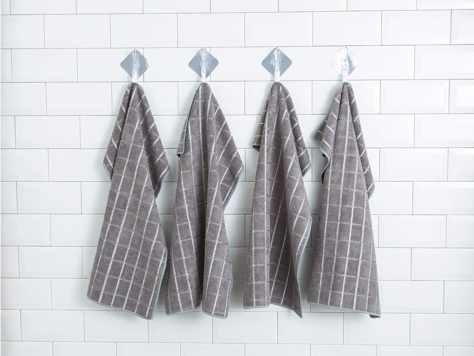 HYER KITCHEN, toallas microfibra gris lattice, suaves y gruesas para uso diario
